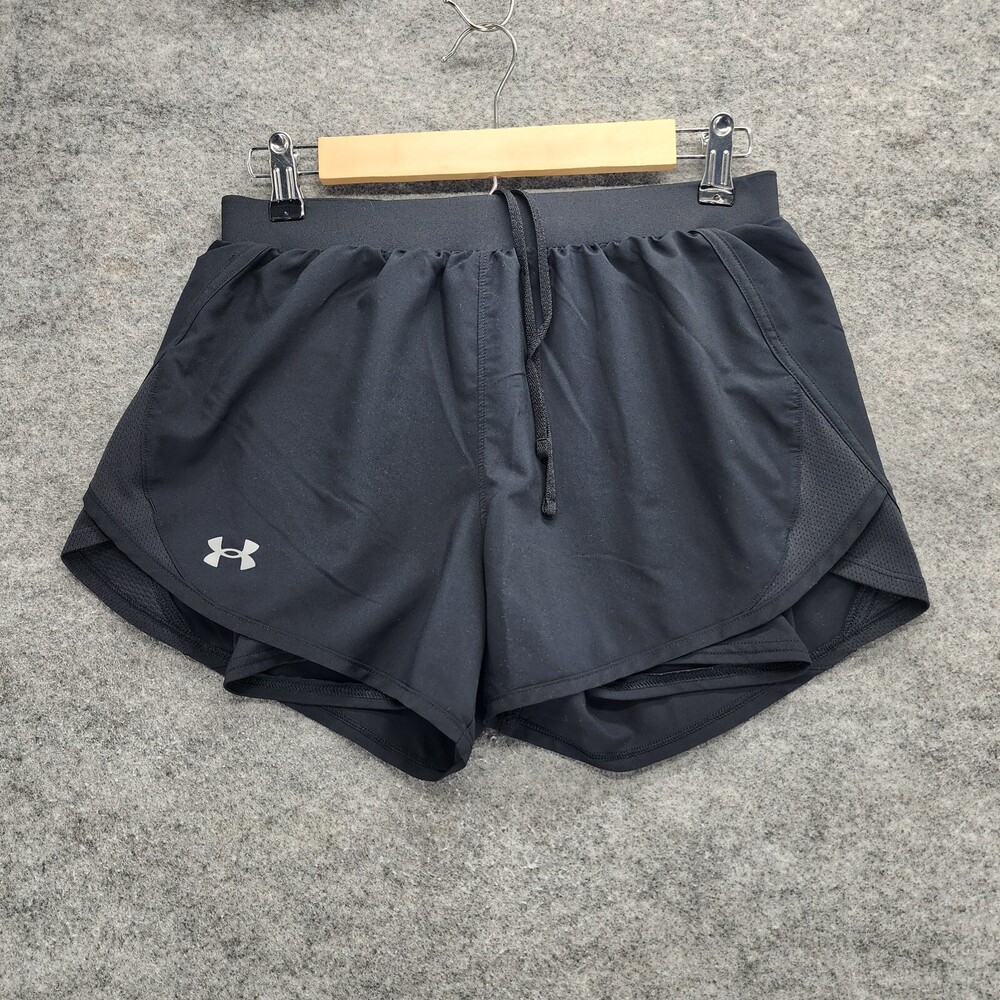 Under Armour Running Shorts Womens Small Black Lined Fitted Heat Gear